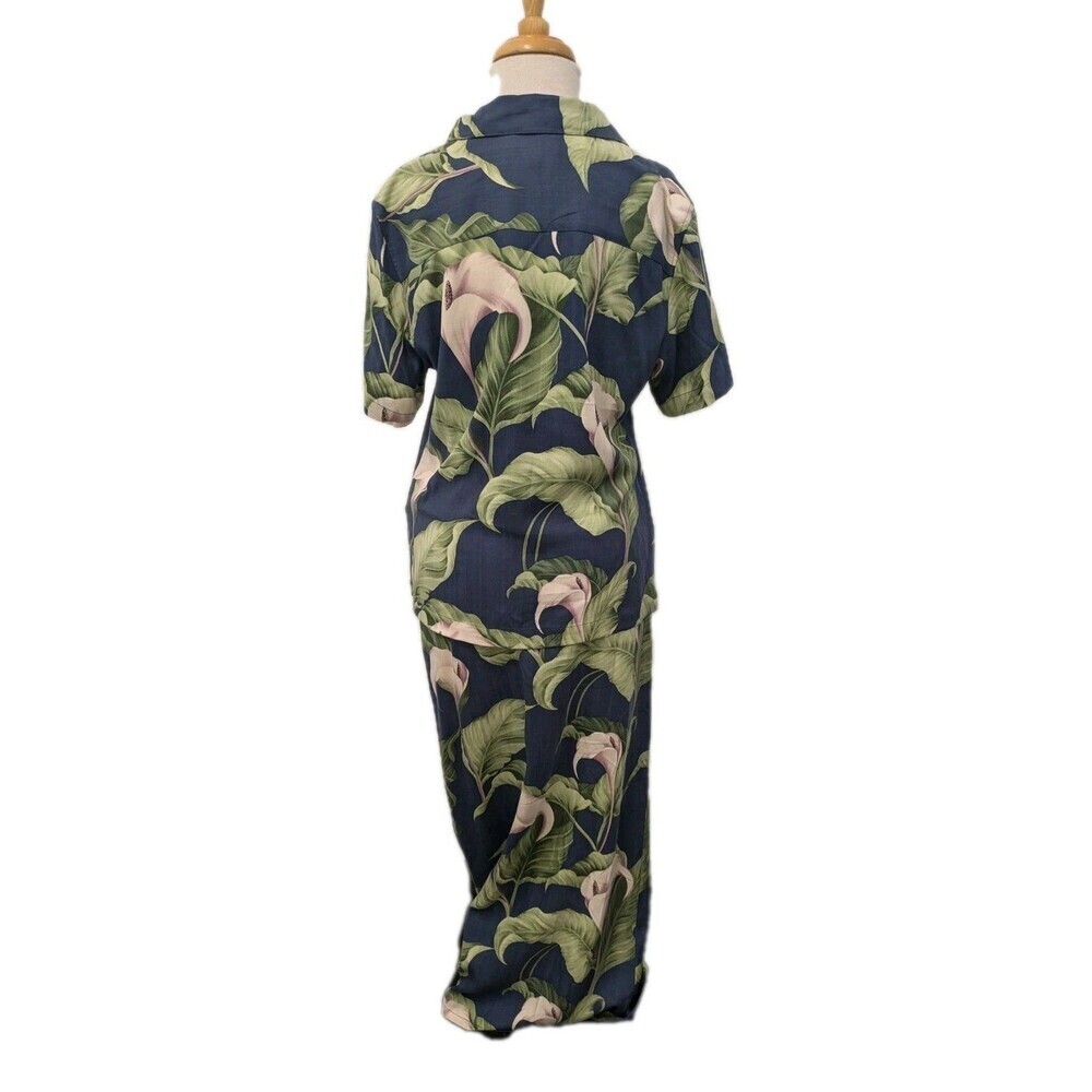 100% Silk Tommy Bahama Floral Hawaiian Top Wrap Skirt Set sz M Lily Resortwear - Picture 10 of 14